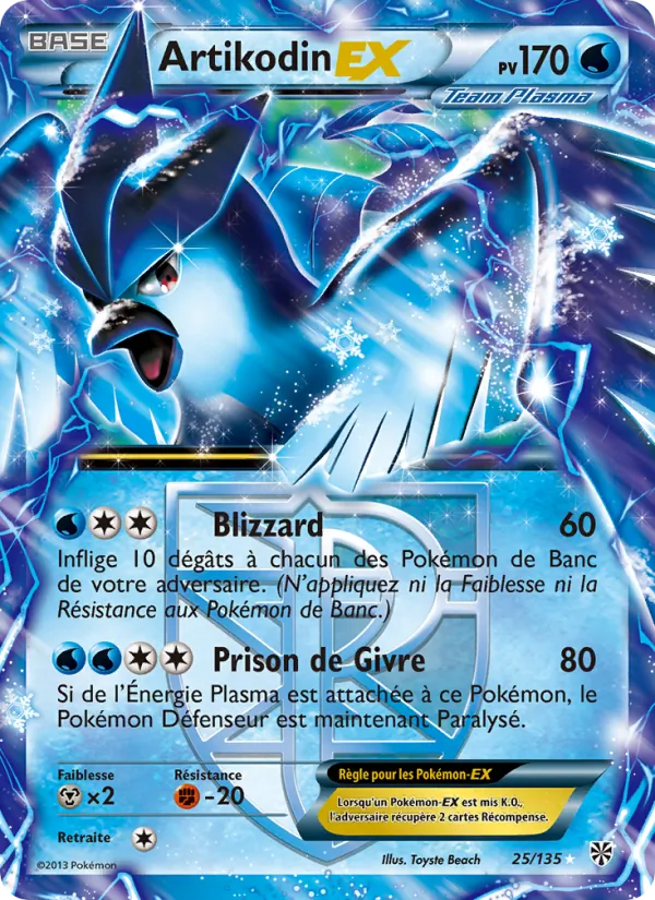 Carte Pokémon Artikodin-EX de l'extension Tempète Plasma