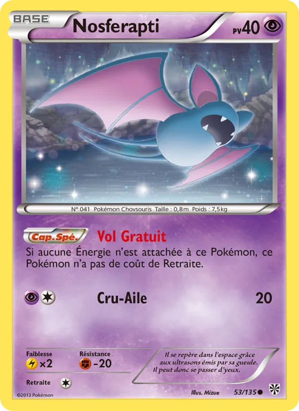 Carte Pokémon Nosferapti de l'extension Tempète Plasma