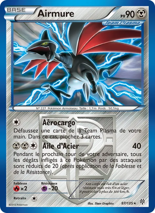 Carte Pokémon Airmure de l'extension Tempète Plasma