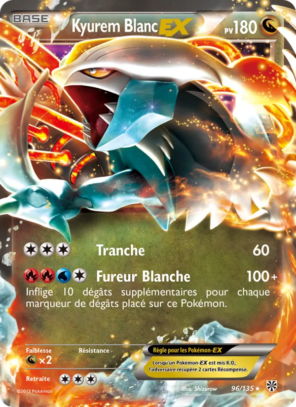 Carte Pokémon Kyurem Blanc EX de l'extension Tempète Plasma