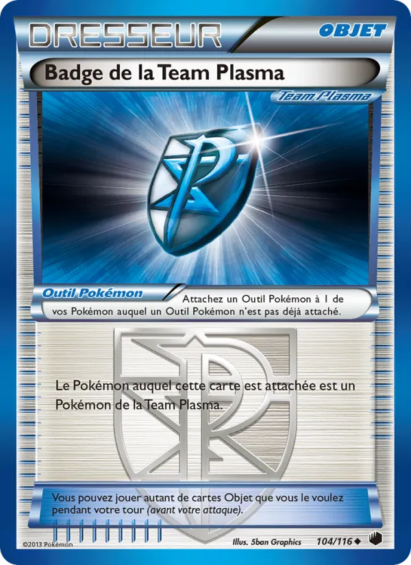 Carte Pokémon Badge de la Team Plasma de l'extension Glaciation Plasma
