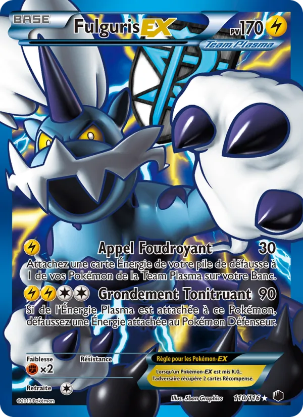 Carte Pokémon Fulguris-EX de l'extension Glaciation Plasma