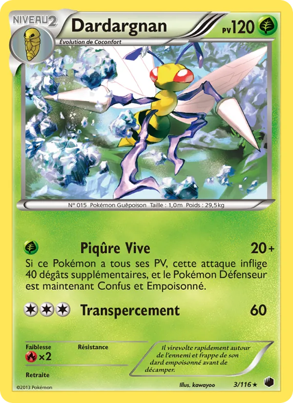 Carte Pokémon Dardargnan de l'extension Glaciation Plasma