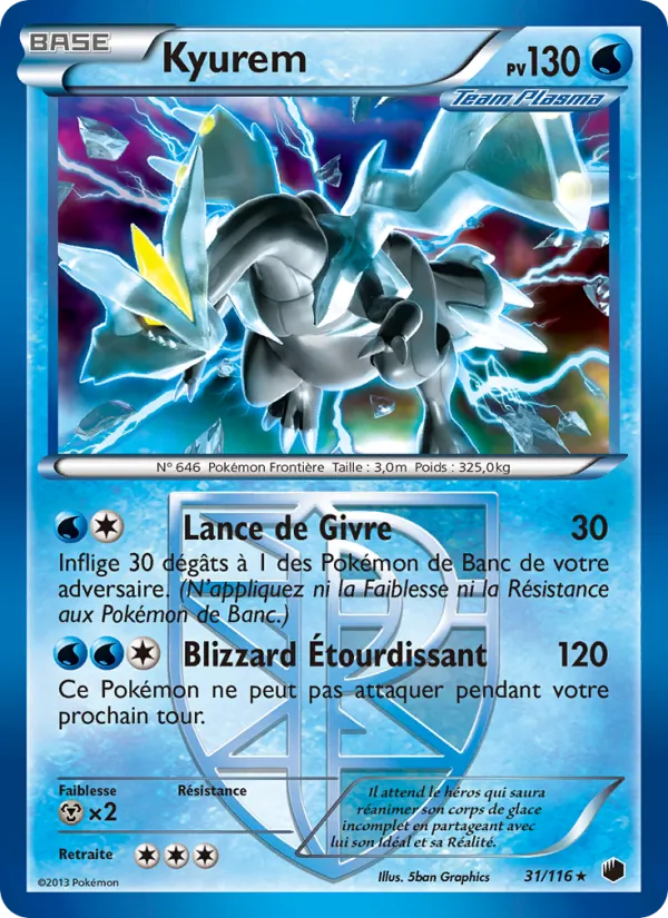 Carte Pokémon Kyurem de l'extension Glaciation Plasma