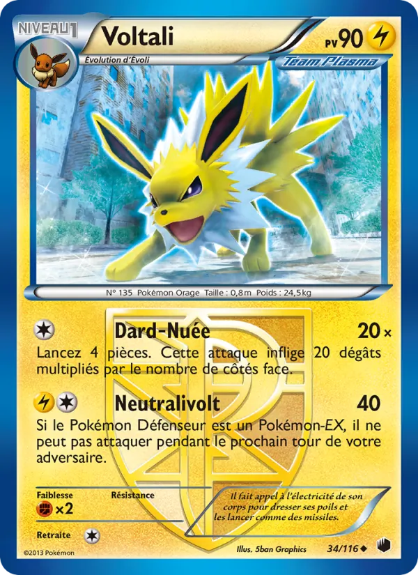 Carte Pokémon Voltali de l'extension Glaciation Plasma