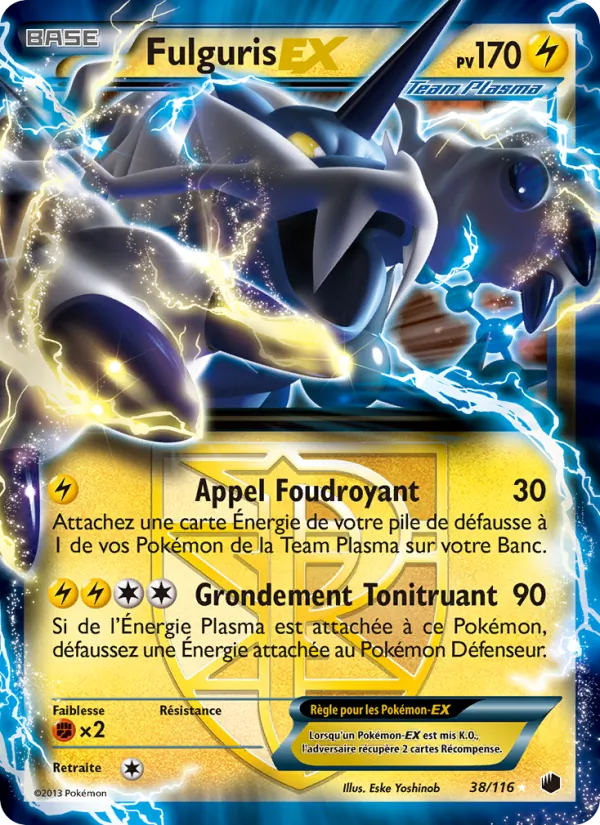 Carte Pokémon Fulguris-EX de l'extension Glaciation Plasma