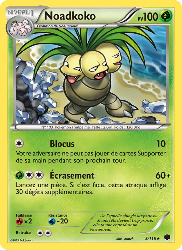 Carte Pokémon Noadkoko de l'extension Glaciation Plasma