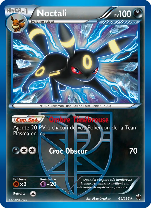 Carte Pokémon Noctali de l'extension Glaciation Plasma