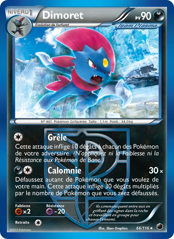 Carte Pokémon Dimoret de l'extension Glaciation Plasma