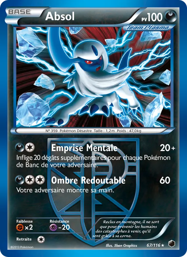 Carte Pokémon Absol de l'extension Glaciation Plasma