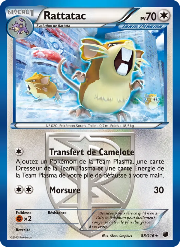 Carte Pokémon Rattatac de l'extension Glaciation Plasma