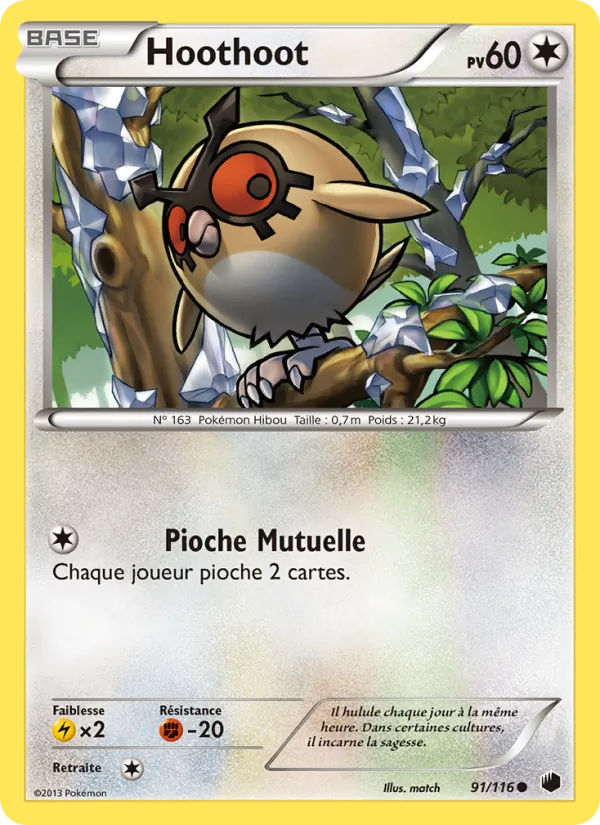 Carte Pokémon Hoothoot de l'extension Glaciation Plasma