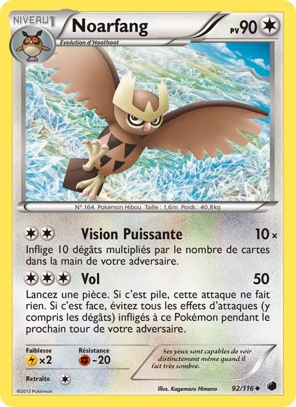 Carte Pokémon Noarfang de l'extension Glaciation Plasma