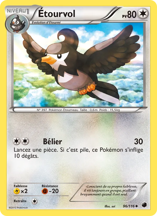 Carte Pokémon Étourvol de l'extension Glaciation Plasma