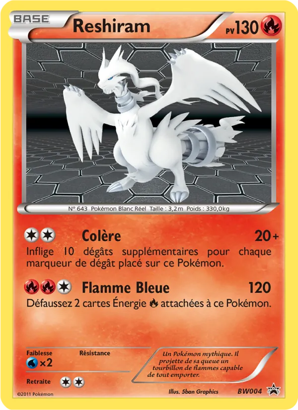Carte Pokémon Reshiram de l'extension Promo BW