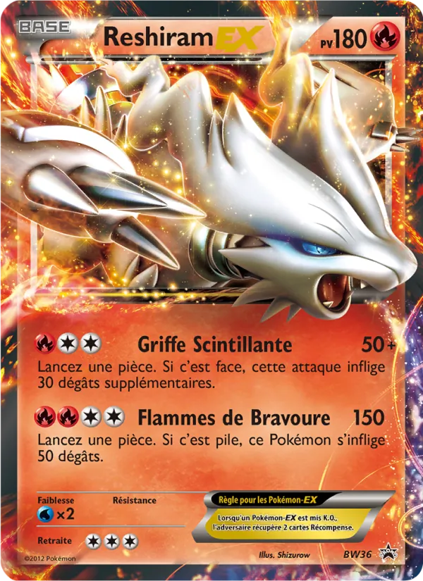 Carte Pokémon Reshiram ex de l'extension Promo BW
