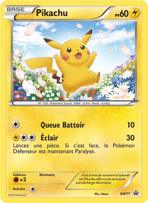 Carte Pokémon Pikachu de l'extension Promo BW