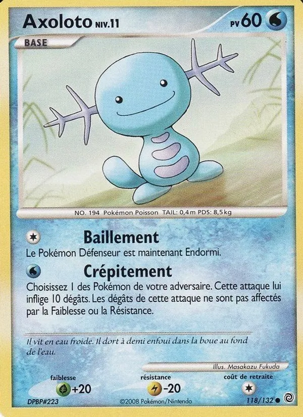Carte Pokémon Axoloto de l'extension Merveilles Secrètes