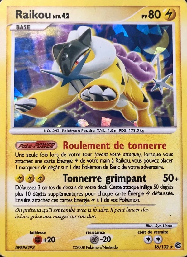 Carte Pokémon Raikou de l'extension Merveilles Secrètes