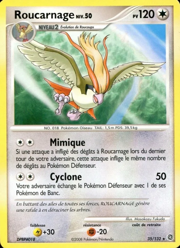 Carte Pokémon Roucarnage de l'extension Merveilles Secrètes