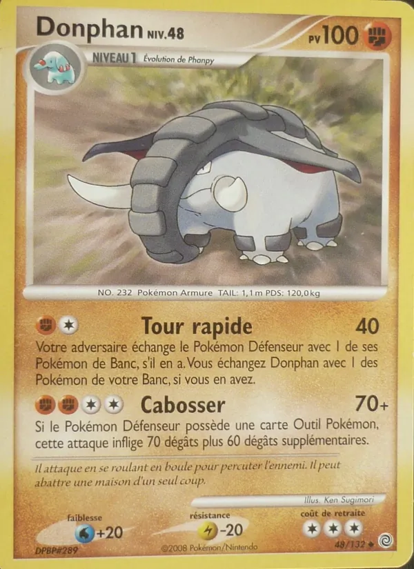 Carte Pokémon Donphan de l'extension Merveilles Secrètes