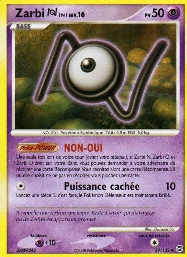 Carte Pokémon Zarbi N de l'extension Merveilles Secrètes