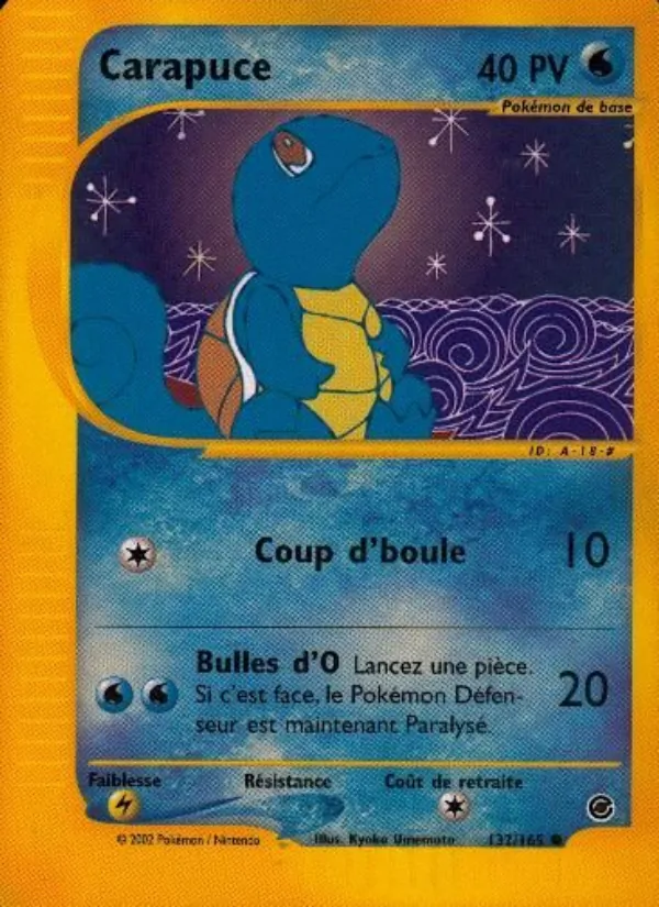 Carte Pokémon Carapuce de l'extension Expedition