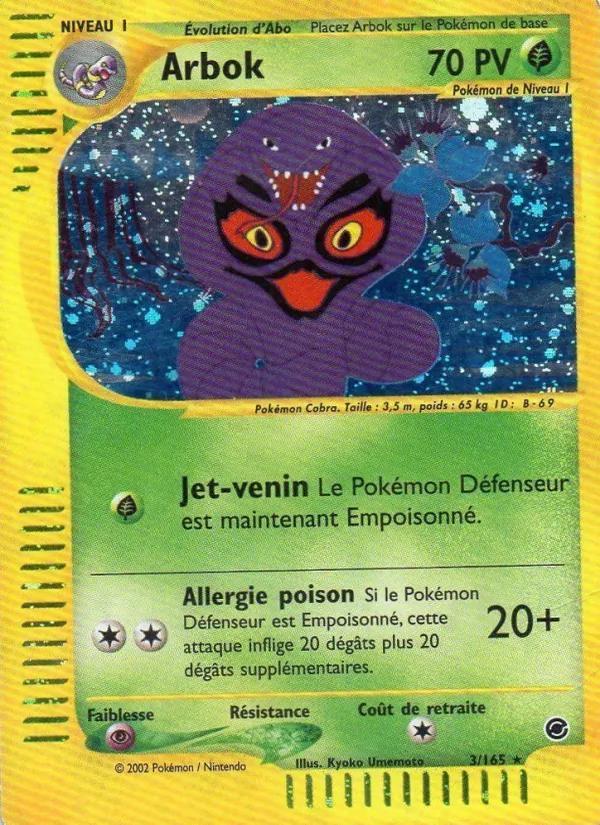 Carte Pokémon Arbok de l'extension Expedition