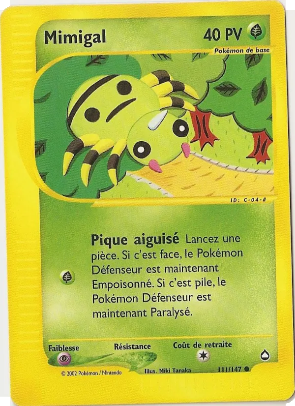 Carte Pokémon Mimigal de l'extension Aquapolis