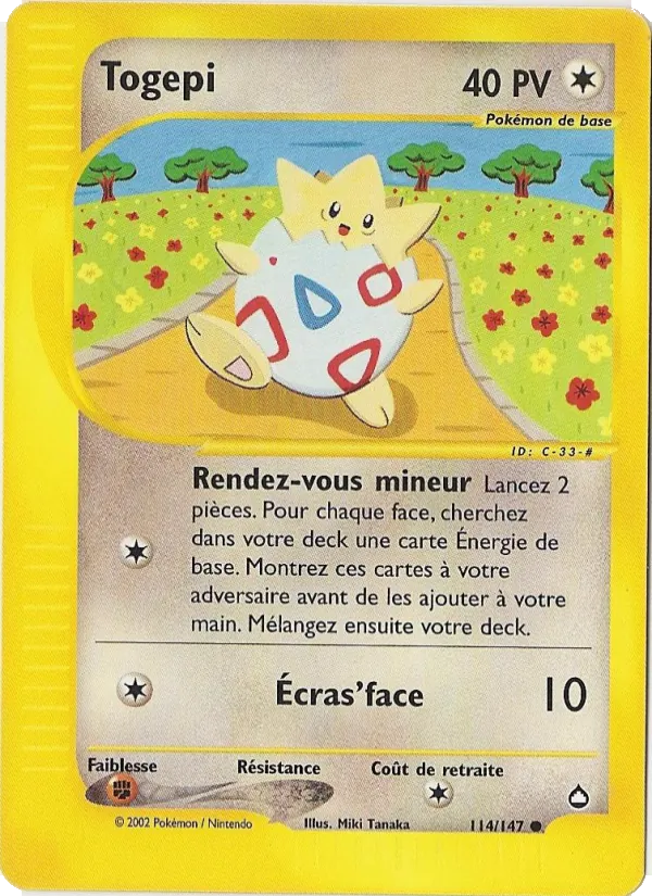 Carte Pokémon Togepi de l'extension Aquapolis