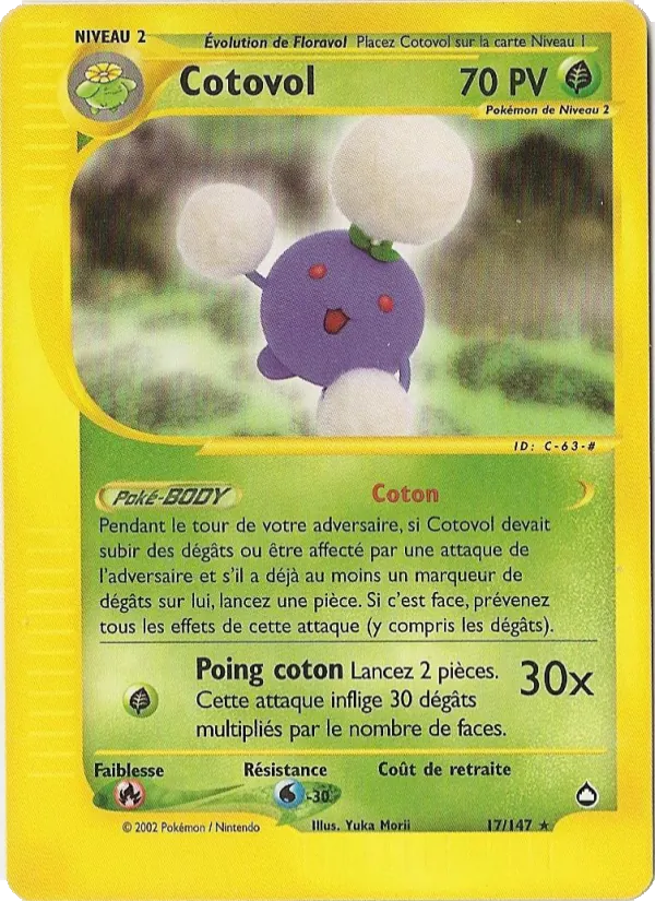 Carte Pokémon Cotovol de l'extension Aquapolis