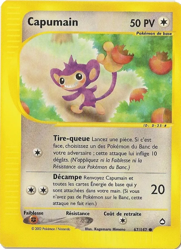 Carte Pokémon Capumain de l'extension Aquapolis