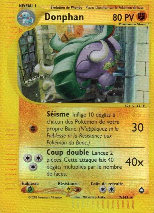 Carte Pokémon Donphan de l'extension Aquapolis