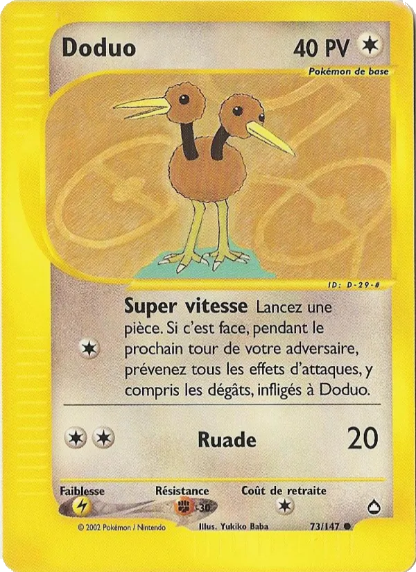 Carte Pokémon Doduo de l'extension Aquapolis