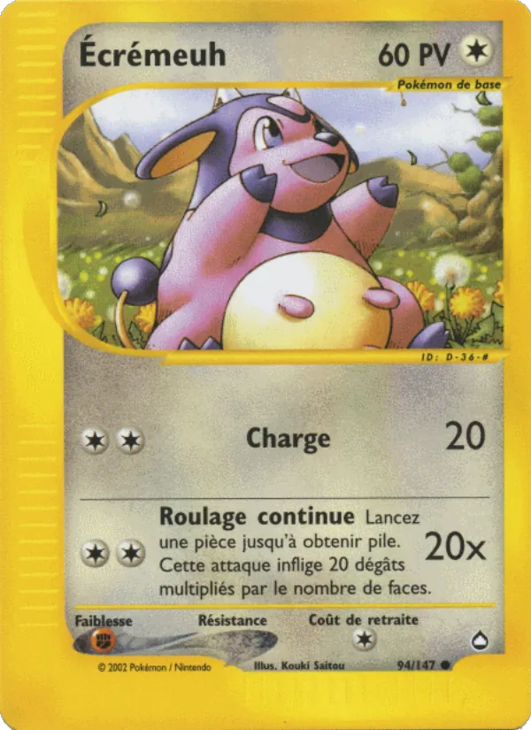 Carte Pokémon Écrémeuh de l'extension Aquapolis