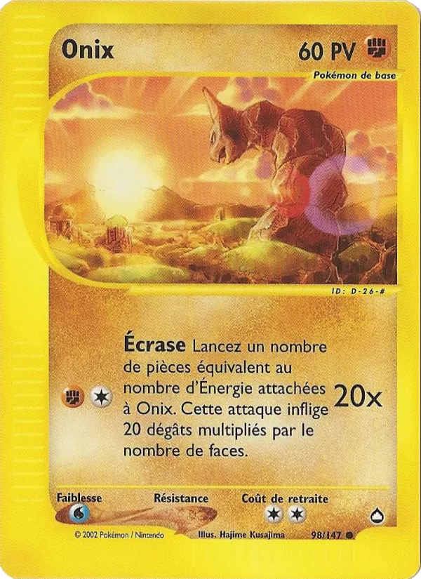 Carte Pokémon Onix de l'extension Aquapolis