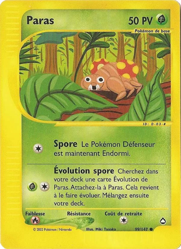 Carte Pokémon Paras de l'extension Aquapolis