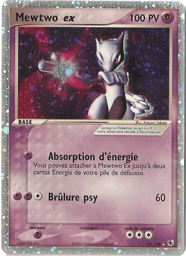 Carte Pokémon Mewtwo ex de l'extension EX Rubis & Saphir