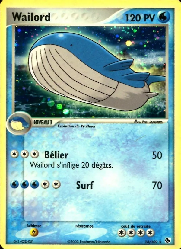Carte Pokémon Wailord de l'extension EX Rubis & Saphir