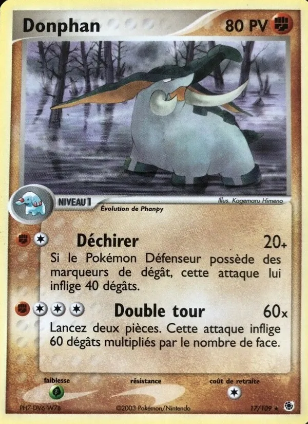 Carte Pokémon Donphan de l'extension EX Rubis & Saphir