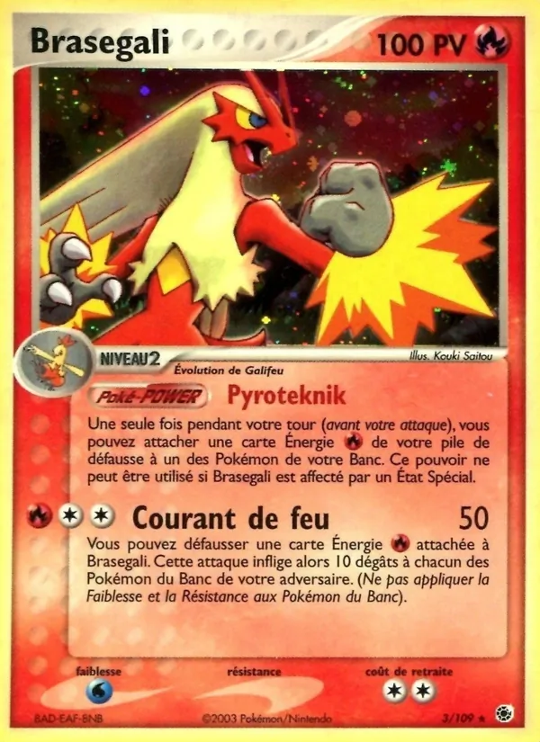 Carte Pokémon Braségali de l'extension EX Rubis & Saphir