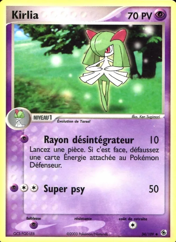 Carte Pokémon Kirlia de l'extension EX Rubis & Saphir