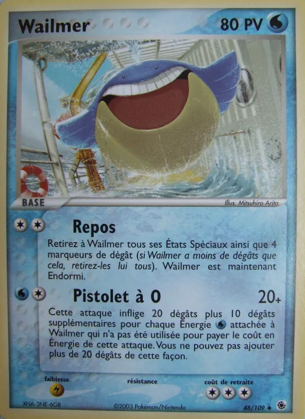 Carte Pokémon Wailmer de l'extension EX Rubis & Saphir