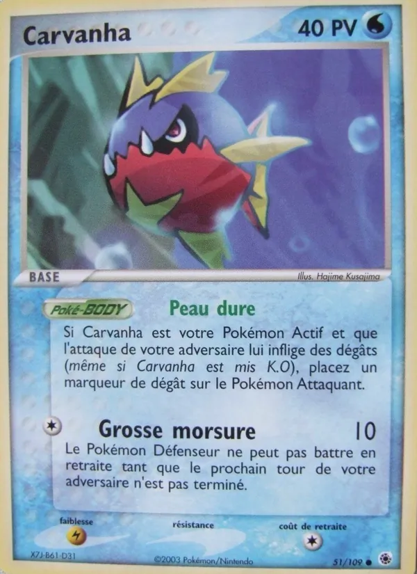 Carte Pokémon Carvanha de l'extension EX Rubis & Saphir