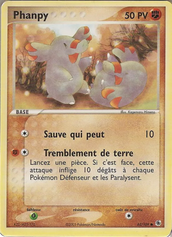 Carte Pokémon Phanpy de l'extension EX Rubis & Saphir