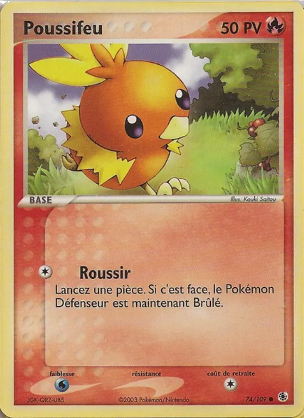 Carte Pokémon Poussifeu de l'extension EX Rubis & Saphir