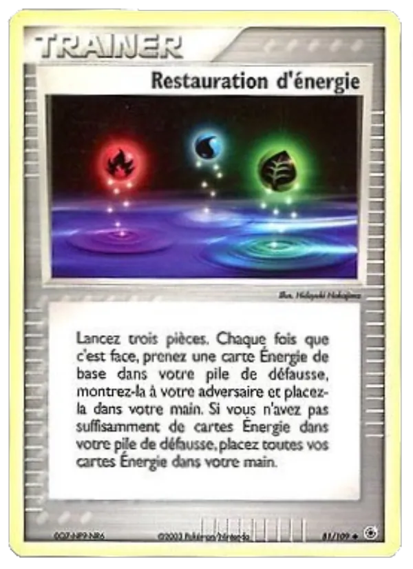 Carte Pokémon Restauration d'énergie de l'extension EX Rubis & Saphir