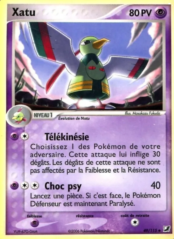 Carte Pokémon Xatu de l'extension EX Forces Cachées