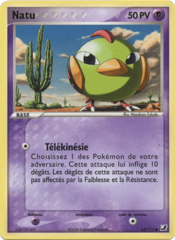 Carte Pokémon Natu de l'extension EX Forces Cachées