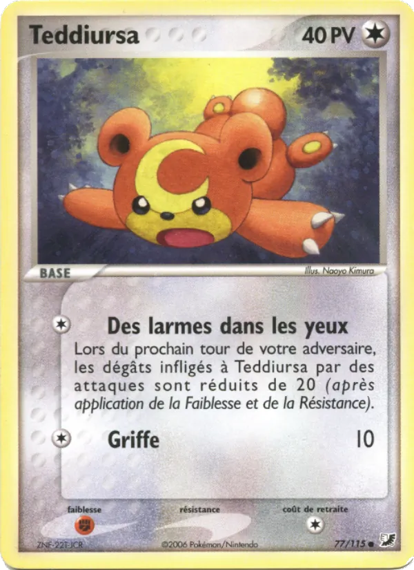 Carte Pokémon Teddiursa de l'extension EX Forces Cachées